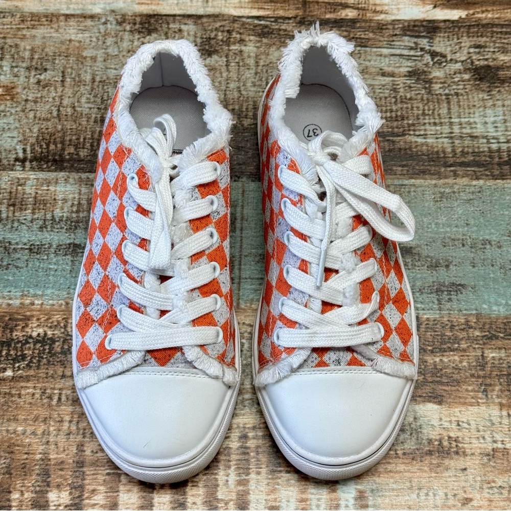 Women’s Fun Checkered Lace-up Shoes |#Z12 - Picture 2 of 14